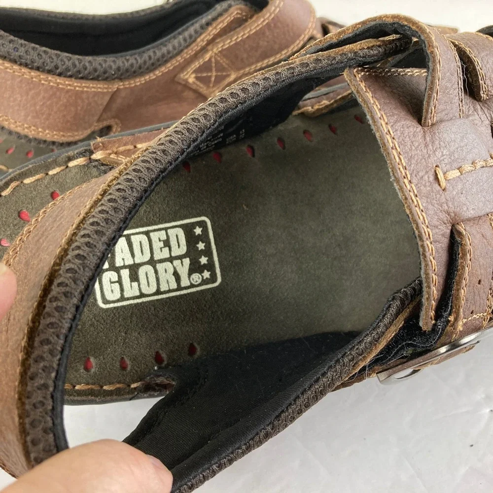 VTG NWT Faded Glory Y2K Retro Earthy Mens 13 Brown Leather Fisherman‎ Sandals